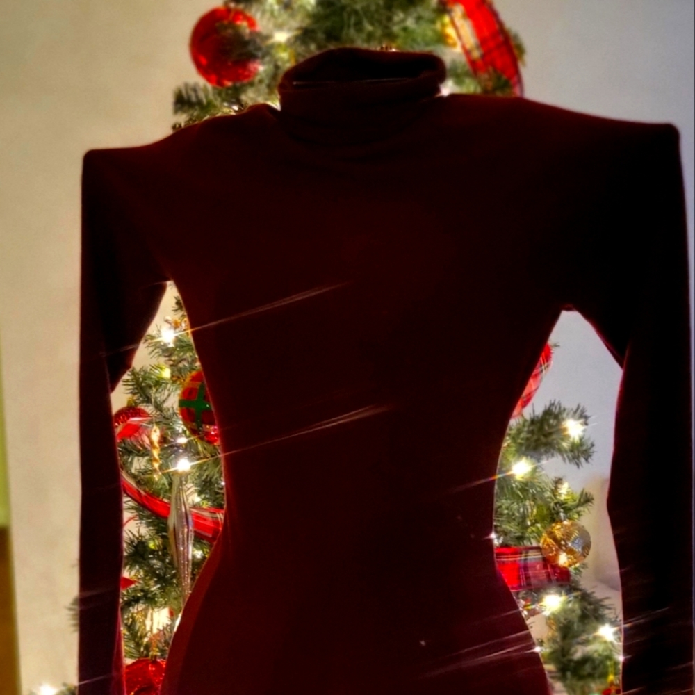 SHEIN Solid Mock Neck Bodycon Dress